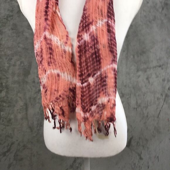 Collection 18 Women’s Rose Quartz Tie Dye Scarf Fringe Wrap 12x80 NWT - Picture 14 of 16
